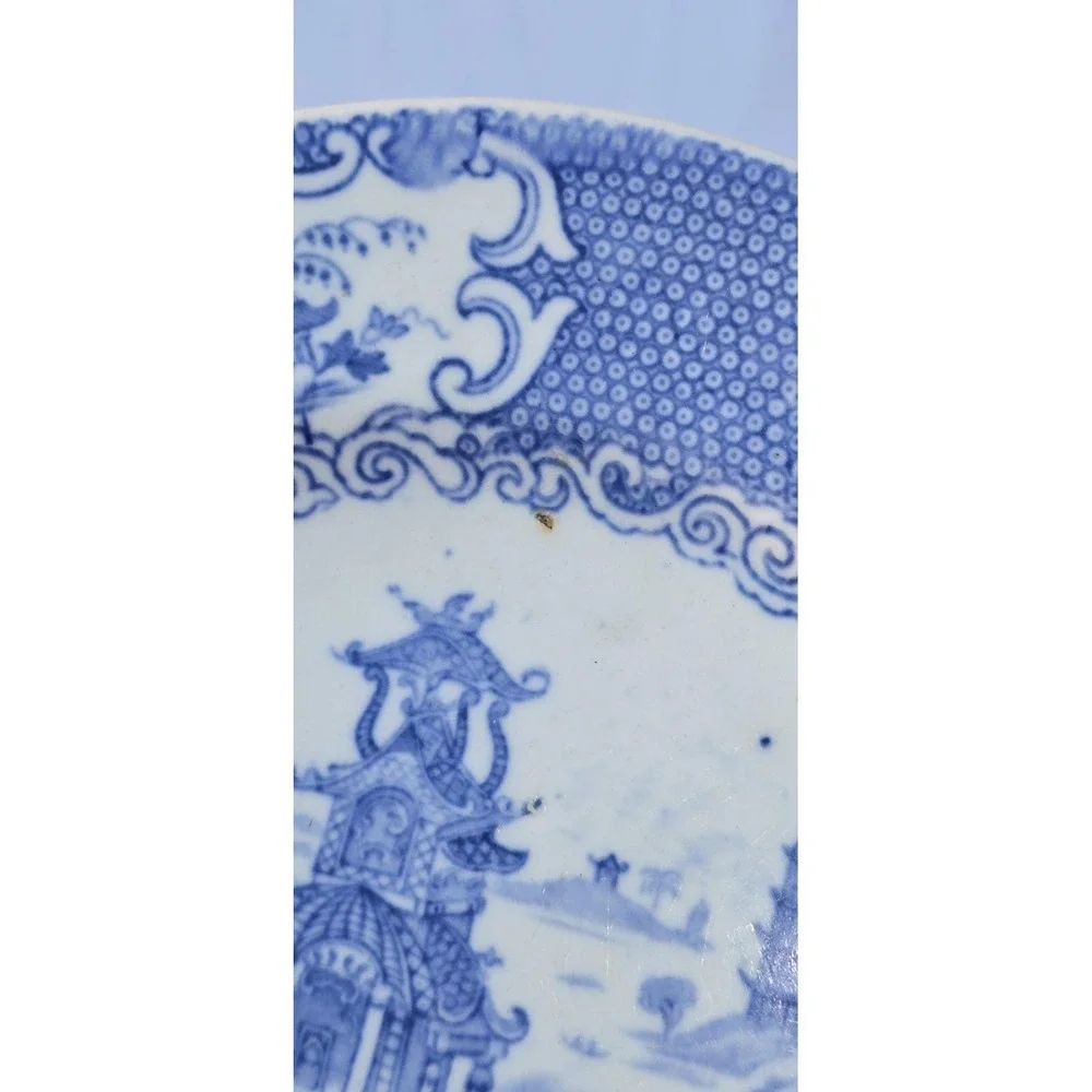 Lot Of 2 Allerton's England Blue/White Chinese Pagoda 5 inch Transferware Plate